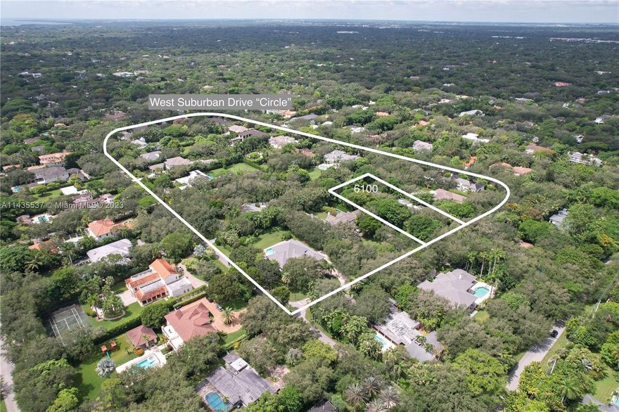 Once in a lifetime opportunity to build your dream home on Pinecrest's best street, West Suburban Drive. 40,000SF lot on the interior of the circle and quiet side of Suburban Drive. Property has lush mature landscaping at your selection, and tennis court that likely can be refinished. Don't miss your chance to create your forever home in the most desired location in all of Pinecrest and one of the best pieces of land in the entire village.