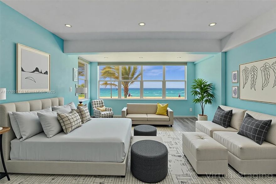 Wake up to breathtaking ocean views in this direct oceanfront 1BR/1BA corner unit in FOXGLOVE COOP, a boutique building with only 39 units! Located right on the sand, this second-floor condo offers the ultimate beachfront lifestyle—step outside, and the beach is your backyard!  Features include impact windows, a bright and airy layout, an ocean view from every room and endless potential to customize and remodel to your taste. Rarely available. Enjoy the pool, BBQ area, and an unbeatable Hollywood Beach location, just minutes from dining, shopping, and entertainment.  

A Rare opportunity to own a Slice of paradise—perfect for year-round living or a vacation retreat! Don’t miss out! Easy to Show every Day.