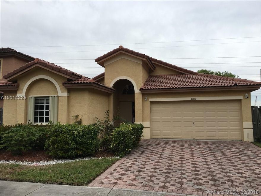 Lovely single family 3/2, in a beautiful and gated community with management on site, community pool, tennis, and fitness room. This spacious home features 3 bedrooms and 2 bathrooms, big backyard with total privacy. 2 car garage, washer and dryer, 2014 AC, alarm system, shutters, outside lighting. Very bright kitchen, New refrigerator, open layout. Only $192 maintenance fee/m. 1 lease per year. This house is turnkey ready!