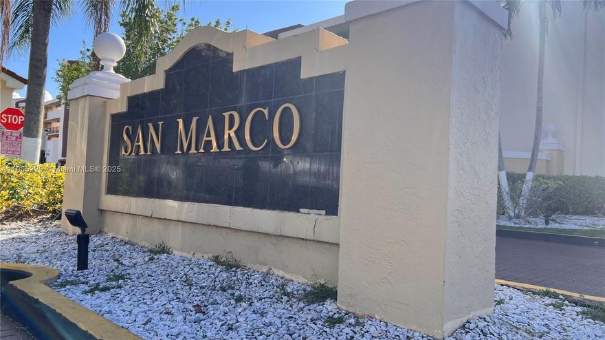 Location, location, location!! Investors friendly. Tenant occupied until Jul 29, 2026, cash flow since day one. The most unique condo in the community with washer/dryer in unit. 2bed/ 1.5bath 2nd floor unit in the gated Community of SAN MARCO! 1 assigned parking space conveniently located in front of the elevator entrance, guests parking, access to club house, pool and exercise room! Security guard at the gate. 8 minutes drive to FIU, 9 minutes from Dolphin Mall, 15 minutes from Miami Intl. Airport, centrally located near restaurants, shopping malls, schools, hospitals, etc., easy access to Dolphin expressway, turnpike, Palmetto and other major roads! Hablamos Español. Text Listing Agent for showings. Rented ASIS.