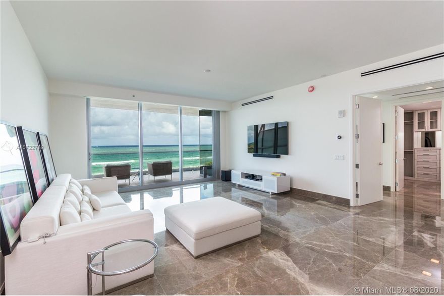 Beautiful direct ocean front condo at Fendi Chateau.  3 Bedroom 4.5 Bathrooms, E/W through and through. 10' Ceilings, (Fendi) 36 X 36 Marble Flooring, Elegant/Classic Closet Systems and Automated Window Treatments. (Can easily convert to a 4TH Bedroom). Fendi Chef's Kitchen includes "Mother of Pearl" finishes and Gaggenau appliances. Unit includes staff quarters, service entrance and a private foyer. 300' of beach front in the most exclusive bldg. on Miami Beach/Surfside/Bal Harbour. Walking distance to Bal Harbour Shops  and minutes  to major airports. This unit is ready for a buyer to personalize, and make it their home on Miami Beach. Five Stars.   Contact me for a private showing.
