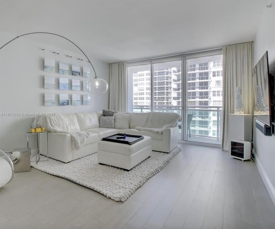 Spectacular completely remodeled and furnished 1/1 with amazing ocean views on the Beach . Spacious (883 sf), high-floor, with a large balcony, this unit features impact windows, new floors throughout, A/C unit, walk-in closet in the bedroom, window curtains a luxurious dining room chandelier, and a brand new dishwasher. In addition, the bathroom has a recently updated toilet, shower, lighted mirror, and vanity! Building amenities include heated pool, whirlpool, gym, sauna, massage room, BBQ area, tiki bar, cabanas, & social room. The unit comes with 1 unassigned parking space. No Pets (The property is rented for $2,650 . Excellent tenant) INVESTOR WELCOME !!Good return on investment