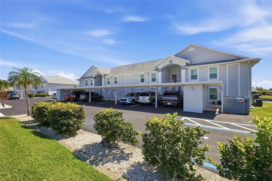 Expansive Gulf-access water views define this clean 2BR/2BA corner condo on the Rubicon Canal, offered at an exceptional price! This 2nd-floor residence features an open floorplan with cathedral ceilings and hurricane impact windows on one side, creating a bright and airy coastal retreat.
Enjoy sweeping views of the canal and community waterways from the spacious screened lanai, complete with roll-down shutters for added protection. The lanai overlooks the community dock, pier, and a wide 200+ ft canal—perfect for embracing the Southwest Florida waterfront lifestyle.
Located in a smaller, well-managed, and financially sound community, residents enjoy resort-style amenities including a pool, boat dock, boat ramp, pier, and boat slips. A detached carport is also included for convenience.
Ideally situated in central Cape Coral, this condo offers quick access to grocery stores, restaurants, shopping, and everyday essentials while maintaining a quiet waterfront setting. With direct access to the Gulf via the scenic Rubicon Canal, this is an outstanding opportunity for boating enthusiasts, seasonal residents, or full-time living.
Option to move-in ready in a fully furnished condo, this condo delivers the perfect combination of value, location, and true Florida waterfront living—don’t miss it!