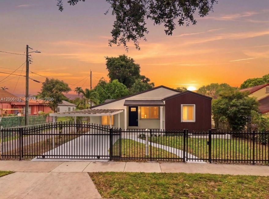 Perfect starter home or income-producing investment with strong upside. Fully renovated home in West Buena Vista just minutes from the Design District, Wynwood, and Downtown, with quick access to I 95 and approximately 10 minutes to Miami International Airport.

As you walk in, high vaulted ceilings create an open and elevated feel. Bright open layout with recessed lighting and clean modern finishes throughout. Updated kitchen with brand new stainless steel appliances, renovated bathrooms, washer and dryer hookups, and good closet space.

Flexible layout includes another room that can be used as an office, playroom, guest space, or additional bedroom. Additional area offers potential for future private entry. Buyer to verify.

Gated property with covered porch and carport for two vehicles. Side corridor provides access to the rear, a rare feature that adds convenience and future potential. Lot offers space for possible ADU.

Major upgrades include brand new roof, updated windows with storm-protected shutters, updated electrical, PVC plumbing, and AC. Located near Design District, Wynwood, Whole Foods, Publix, parks, the beach, and top Miami destinations.

Homes with this level of updates, layout, and location are limited in this area. Priced to Sell!!