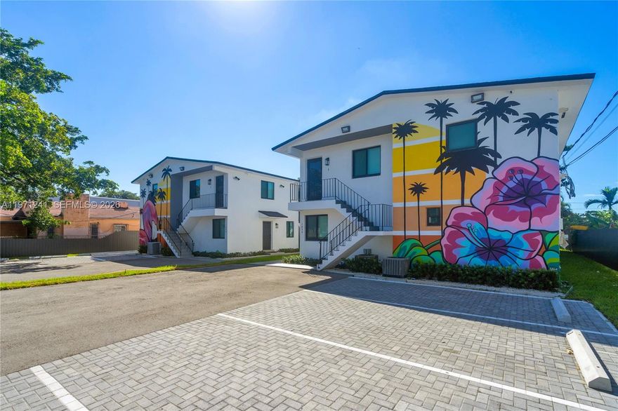 This is a complete rehabbed 4-plex with brand new roof permitted and completed a month ago. Property sits 2 blocks away from Wynwood. All units are redone with new impact windows, appliances, washer and dryers in each unit. The entire property is currently rented to one tenant for $15,000/month which is returning a CAP of over 7%. The lease is active until the summer of 2027 with option to renew. All units have there own electric meters which tenant pays. Sister building next door 1044 is also for sale for the same price.