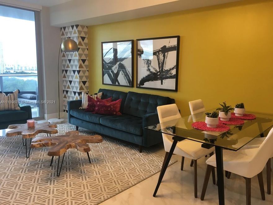 Fully Furnished and Beautifully Decorated Unit in Luxurious The Harbour in Biscayne Blvd. This is a 2/2 plus a Den unit Centrally Located facing north/eastwith extraordinary views of Maule Lake park, Oleta River Park, Intracostal and more. Close by to Aventura, Sunny Isles and The Beaches. The style living resort offers 5 stars amenitites including an infinity pool. artificial beach, water sports area, hot tub/ jaccuzzi, steam and sauna room, private massage rooms, soccer, kids playground, state of the art fitness gym, racquetball court, tennis court, soccer field and much more. Come and see it, you will love it!!!