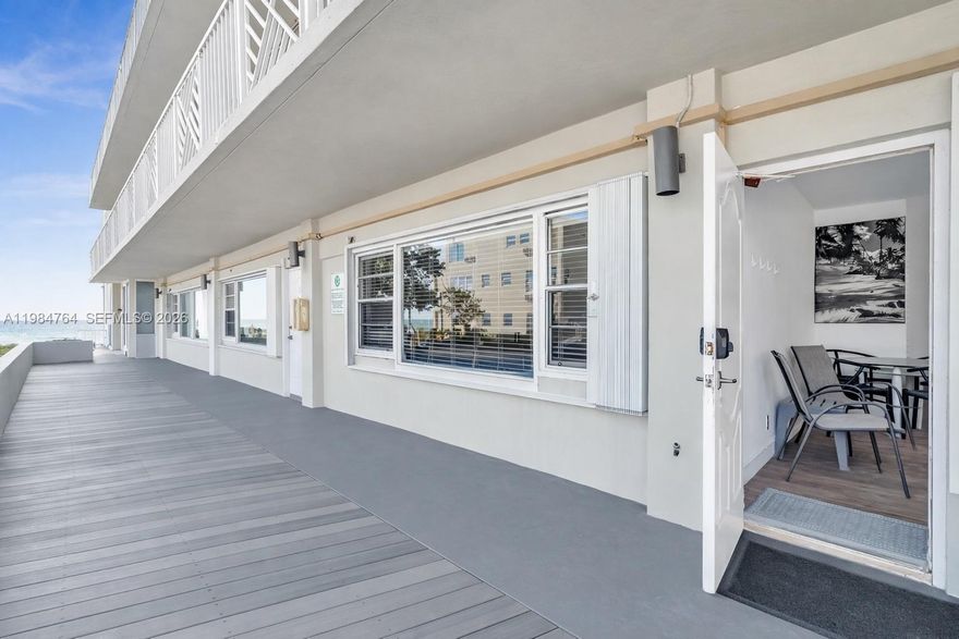 Beautiful 2-bedroom, 2-bathroom first-floor unit just steps from the beach! Offered partially furnished with water included, this unit provides both comfort and convenience. Enjoy a prime location close to shopping, dining, and transportation. A perfect opportunity to enjoy beachside living!