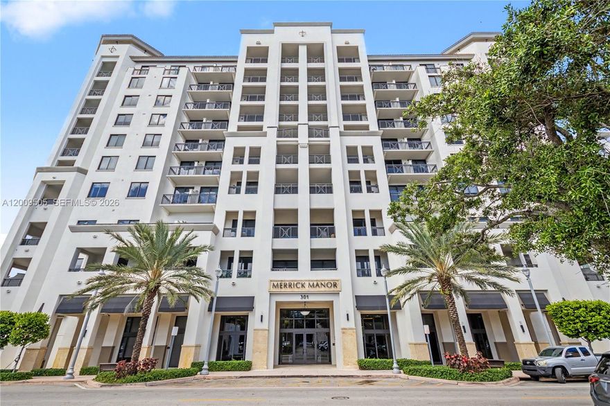 Experience urban elegance in this pristine 2-bedroom, 2-bathroom residence at the prestigious Merrick Manor. Offering the ultimate in flexibility, this unit is available fully furnished and turnkey, making it a perfect choice for those seeking a seamless, move-in-ready lifestyle in the heart of Coral Gables. The interior boasts a functional split-bedroom layout for maximum privacy, complemented by floor-to-ceiling windows that provide tranquil views overlooking the lush, resort-style pool area.

Ideally situated directly across from the world-class shopping and gourmet eateries of The Shops at Merrick Park, you are perfectly positioned to enjoy the best of the "City Beautiful." This full-service building supports every aspect of a modern lifestyle with an exceptional amenity suite, including a sun-drenched pool deck, stylish residents' lounge, and an outdoor BBQ station. For the modern professional, the building offers a comprehensive business center featuring high-speed workstations and a private conference room. Additional conveniences include a dedicated on-site pet grooming station and an unbeatable location just minutes from the University of Miami and Miami International Airport. Secure, stylish, and centrally located, this property represents a rare opportunity to acquire a complete luxury lifestyle package.