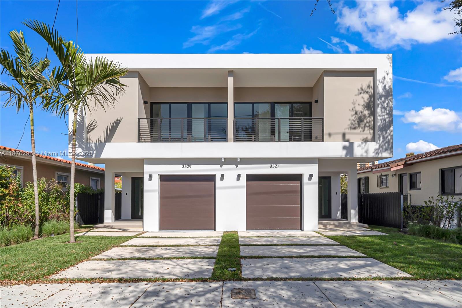 2023 Construction featuring a modern design with a pool, 4 bedroom/4 bathrooms. 2681 square feet of living and 3,401 total. One car garage & 1 outdoor parking space in driveway. Aluminum electric gate for privacy. Open floor plan concept, sleek kitchen featuring italian cabinets with quartz countertops & large island with a waterfall. Stainless steel appliances including electric cooktop, wall oven/microwave combo, dishwasher. Hard wood floors throughout. Master bathroom features double vanity, free-standing tub & large shower. Solar shades throughout. Custom closets installed. Exterior outdoor cameras and security panels all in place. Ring doorbell installed. Close proximity to Coco Walk, Merrick Park shops. Amazing location.