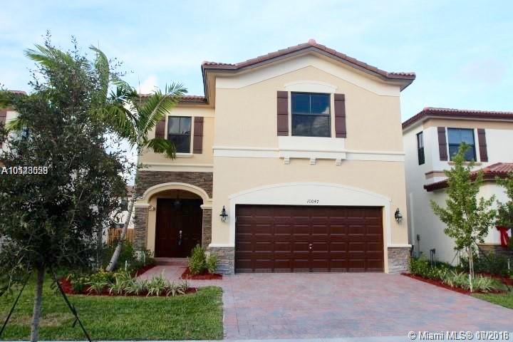 Single family 4 bedrooms + 3.5 bathrooms, wood cabinets, stainless steel appliances, wine cooler, porcelain floors downstairs and wood floors upstairs with a large backyard located in a gated community. Residents will enjoy the style resort Club House with pools, gym, children's park and more...