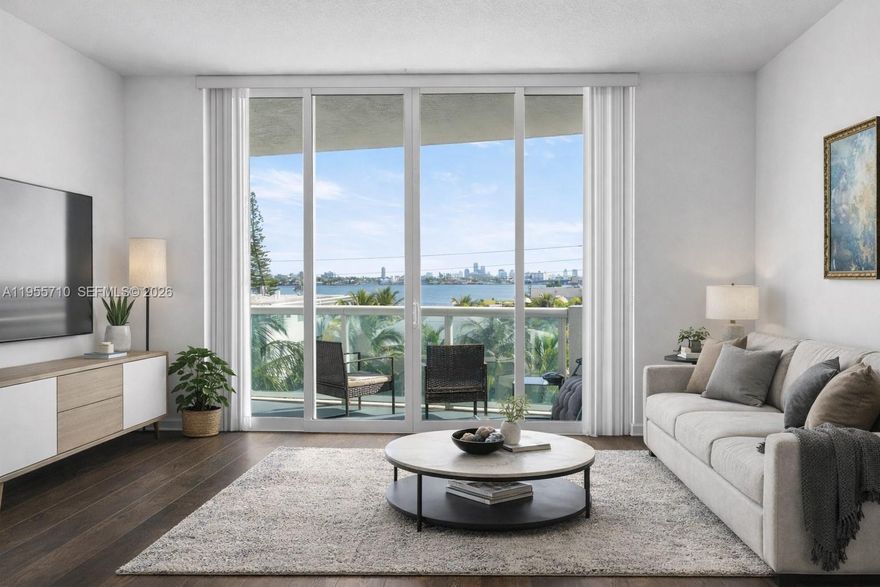 Proudly presenting an exceptional opportunity to own in the sought-after 360 Condominium in North Bay Village! This 2 bedroom, 2 bath residence offers an open floor plan with stunning water views from every room. Enjoy sunrise views from the east-facing balcony while staying comfortable in the afternoon shade. The kitchen features granite countertops and stainless steel appliances, complemented by updated flooring throughout. The building exudes luxury, with a renovated lobby, renovated hallways, new roof, and resort-style amenities including two heated pools, a jacuzzi, fitness center, sauna, community boat dock, and clubroom. Centrally located, the property is just minutes from the beach, I-95, shopping, dining, and entertainment, with community parks and a dog park within walkable distance. This is a rare opportunity to enjoy waterfront living in a vibrant, amenity-rich community.