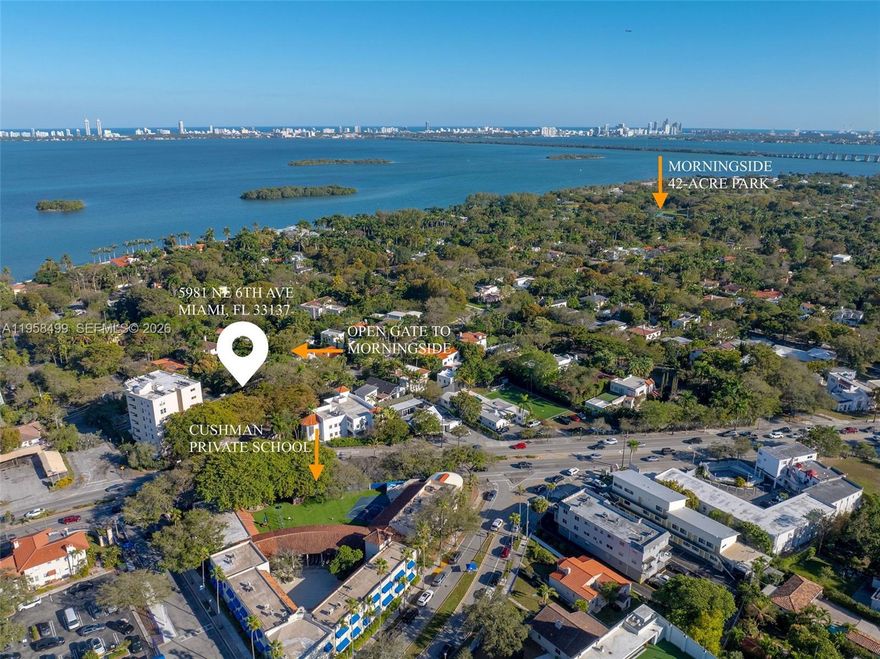 Attention Designers! Turnkey modern 3BD/2BA offering seamless live-work living just one home off the Morningside gate—providing direct access to the 40-acre waterfront park, boat ramp, tennis courts & green space. Enjoy the Morningside lifestyle and neighborhood synergy at nearly half the price of being inside the gate. Located on a quiet dead-end street with direct access to Biscayne Blvd and directly across from prestigious Cushman School.

Substantially renovated from 2023–2026, this one-story residence features a bright, open layout with polished concrete & tile floors, working fireplace, dimmable recessed LED lighting & oversized kitchen with smart appliances. Spa-style wet room baths include walk-in showers, and the spacious primary suite is designed for both comfort and function.

Set on an oversized 8,200 SF fully fenced lot with room for a pool & hot tub. Includes 4–5 parking spaces, 1-car A/C garage & storage shed. Major updates include new roof (2023), new A/C, new plumbing, new electrical, hurricane-impact windows & doors, resurfaced walls & structural improvements. Currently zoned residential, with potential for future rezoning to commercial use (buyer to verify). Minutes to Miami Beach, Design District & Downtown. NO TRESPASSING!