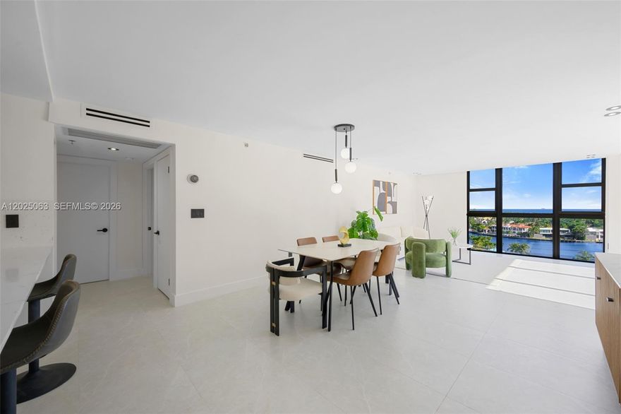 Fully renovated corner 2BD/2BA with stunning direct Ocean, Intracoastal, Marina, and City views. Features include porcelain floors, custom drop ceilings with LED lighting, IMPACT windows/doors, and completely updated electrical and plumbing. The modern European kitchen offers high-end appliances and quartz countertops. Washer & dryer combo in the unit for added convenience. Move-in ready and beautifully finished throughout. THE SPECIAL ASSESSMENT HAS BEEN PAID IN FULL !!!!    Located in the newly renovated Waterview building, offering top amenities including a heated pool, fitness center, sauna, library, party room, valet, security, and front desk service. Ideally situated on the famous Turnberry Golf Course “The Circle” in the heart of Aventura, just minutes from the beaches, Aventura Mall, and world-class dining.