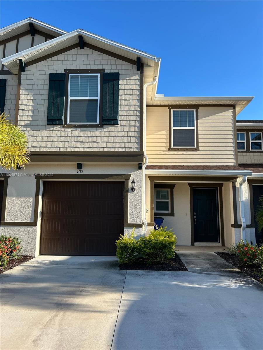 Welcome to this stunning, lakefront townhouse nestled within the gated Bayshore Commons community. Built in 2023, this modern home features 3 bedrooms, 2.5 baths, a 1-car garage, and an open concept layout flooded with natural light. Enjoy an upgraded kitchen, sleek finishes, and serene lake views.Bayshore Elementary, North Fort Myers Academy for the Arts, Riverdale High School. Minutes from I-75, shopping, dining, hospitals, and only 15 minutes to downtown Fort Myers. Clubhouse, community pool, walking trails, all encompassed in a pet-friendly, well-maintained setting.Available now for immediate occupancy—this lakeside gem combines comfort, convenience, and community in one beautifully designed home. Schedule your showing today!