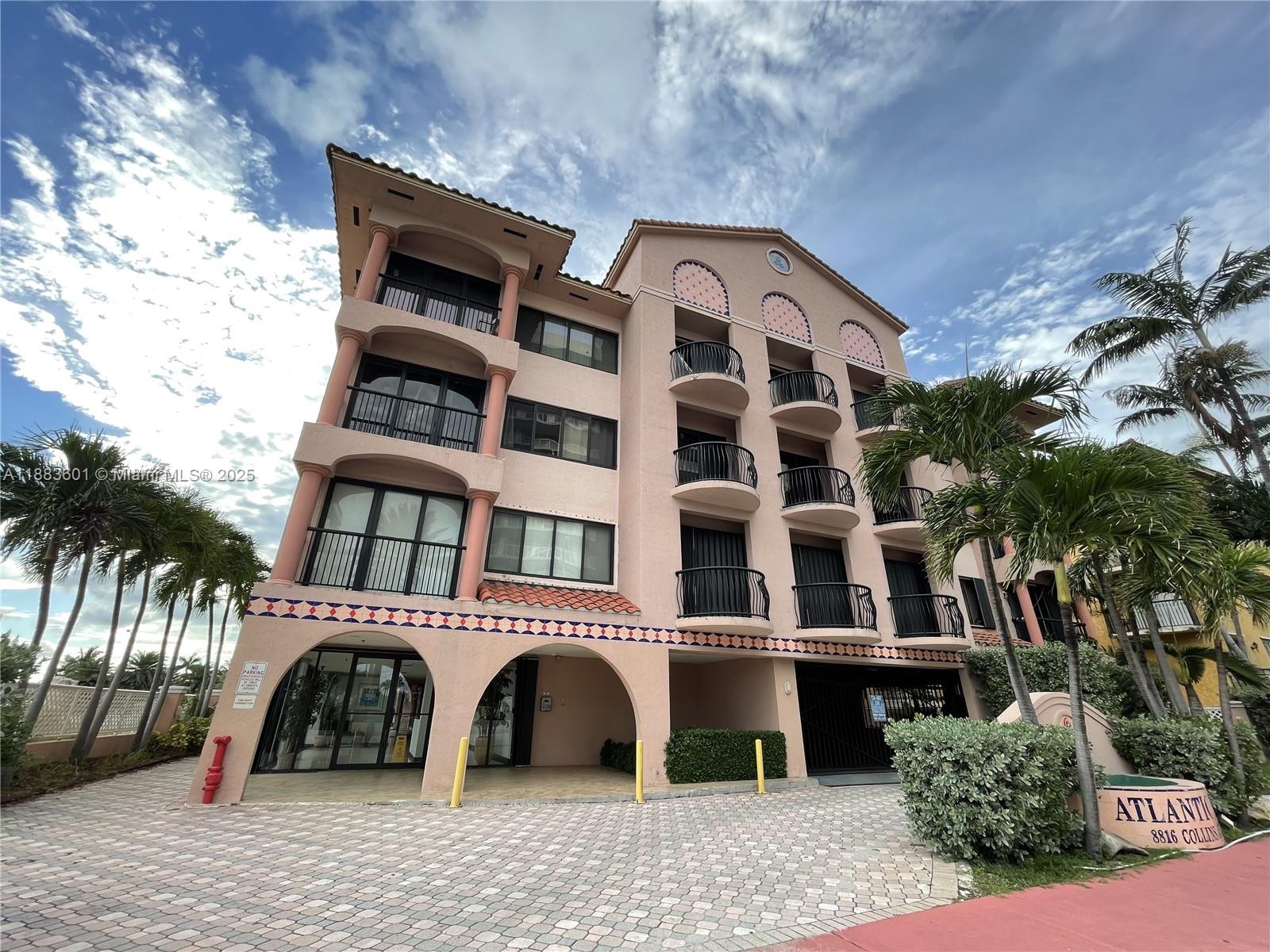 Modern building steps away from Surfside's best beaches. Features include a spacious living/dining area, a modern kitchen with a pantry, and two roomy bedrooms. The master has dual closets and a bathroom with dual sinks. Enjoy a private balcony, one covered garage parking, swimming pool; Water, and basic cable included in the monthly fee. Surfside offers convenient public transportation, nearby Publix, restaurants, and easy beach access. Propety is easy to tour, offered furnished.