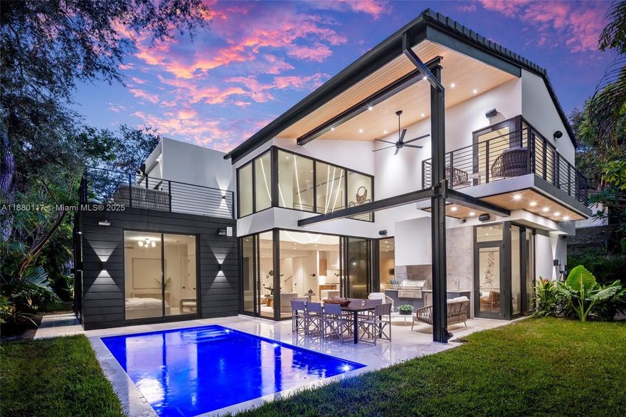 Welcome to 4024 Bonita Avenue—a stunning 2025 new construction in the heart of Coconut Grove. This modern 5-bed, 5.5-bath home offers 4,197 sqft of luxury living on a 7,797 sqft lot. Designed with elegance and comfort in mind, it features a gourmet kitchen with Sub-Zero, Wolf, and Miele appliances, custom millwork, and refined oak floors throughout. Enjoy high-end finishes, custom closets, and a Control4 smart home system managing sound, security, lighting, and climate. Step outside to a private oasis with a heated pool, landscaped yard, full outdoor kitchen with Lynx grill, and generator. A gated entry, two-car garage, and surveillance system ensure privacy and peace of mind. This home blends timeless design with cutting-edge tech—an exceptional home in one of Miami’s best neighborhoods.