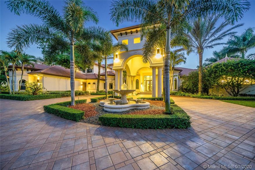 The Stunner in prestigious Landmark Ranch Estates, SW Broward's top community for ultra-luxury estates. Live among the stars in this opulent transitional estate. Featuring an entertainment wing complete with professional theatre, gym and oversized game room w/bar that opens up to patio/pool area. Gorgeous downstairs master features leather walls and closet space you'd expect. Crestron-controlled smart-house ideal for entertaining and weekends with the family. Open kitchen with Italian cabinetry. Sports court! Covered summer kitchen pavilion, fire pit and free-form pool round out the resort-style exterior of this compound.  Incredible bar for serving your finest cocktail creations is flanked by a suspended fish tank. Surrounded by two properties that recently sold in excess of $7.5 MM!