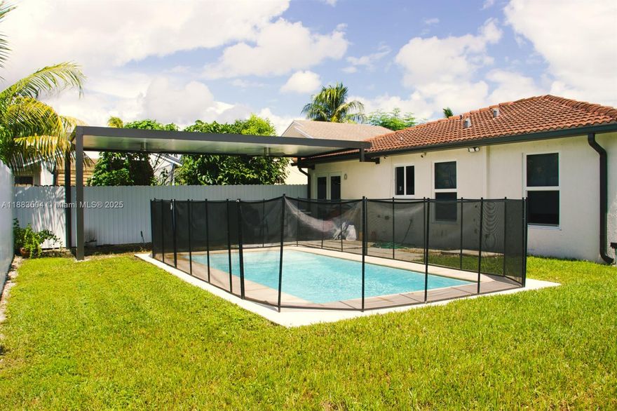 Beautifully remodeled 3/2 home in homestead! This stunning property features a private fenced pool for safety, spacious backyard, and parking for up to 4 vehicles. Enjoy modern finishes throughout the home and a peaceful neighborhood provides a quiet lifestyle while still being close to highways , perfect for family living or anyone seeking a safe and comfortable place to call home. Pets are welcome upon approval. Plenty of natural light.  Don't miss this move-in ready rental! Enjoy the South Florida lifestyle in this beautiful home.The fenced pool offers peace of mind and the backyard is perfect for barbecues, entertaining guests, or relaxing under the sun. With its spacious layout and convenient location, this property truly has it all.Located minutes from the Turnpike for easy commuting