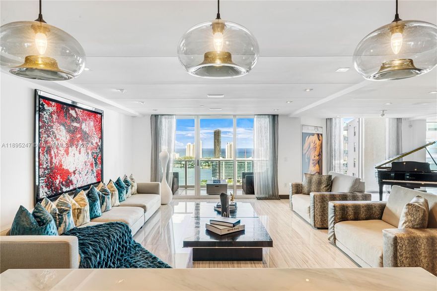 Step into the ultimate Penthouse living at Peninsula II—an expansive two-story residence of nearly 6,000 sqft, fully remodeled to perfection. Featuring 5 bedrooms, 5 bathrooms, 4 private garage spaces, and 4 balconies, this home showcases sweeping ocean and Intracoastal views. Custom Ornare cabinetry, a Crestron 4K smart home system, and top-of-the-line Miele appliances elevate every detail. Entertain in style with a private movie theater, elegant bar, and vast living areas. The serene upstairs primary suite completes this masterpiece in the sky—luxury redefined in Aventura’s most coveted address.