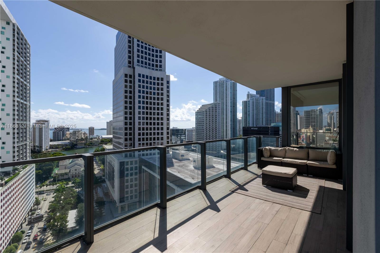 Stunning furnished apartment with panoramic bay and city views from every room. Features a spacious private terrace accessible from every room, bright marble floors, and a well appointed kitchen with quartz countertops and premium BOSH appliances. Located in Reach Residences at Brickell City Centre, the building offers a luxurious half acre amenity deck with gardens, grills, pools, fitness areas, play zones, and a full-service spa. Additional perks include a full-time concierge, 24 hour security, and private access to shopping and dining at Brickell City Centre. Ideal for enjoying the South Florida winter, the apartment includes one assigned parking space and complimentary valet for up to 4 guests.
