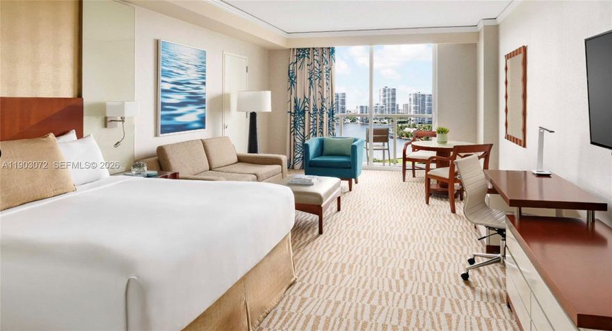 Trump International Beach resort condo hotel Oceanfront Junior Site-Bay/city view (hotel room 664 sq.ft) with one King size bed, pull out sofa bed and sitting area, owners closet and washer/dryer in the unit. Unit located on 22nd floor facing NW City and Bay. Rent with the hotel program and personally use your unit 4-12 weeks a year at you convenience. Or new owners can choose to manage unit themselves and not joining Hotel Programs. Daily rentals OK as private unit owners. AirBNB OK. See video of the unit in the video tour attached. Rental programs explaining both options and expenses and revenue for 2025 attached. Please call or text listing agent for showings not less than 24hours in advance.