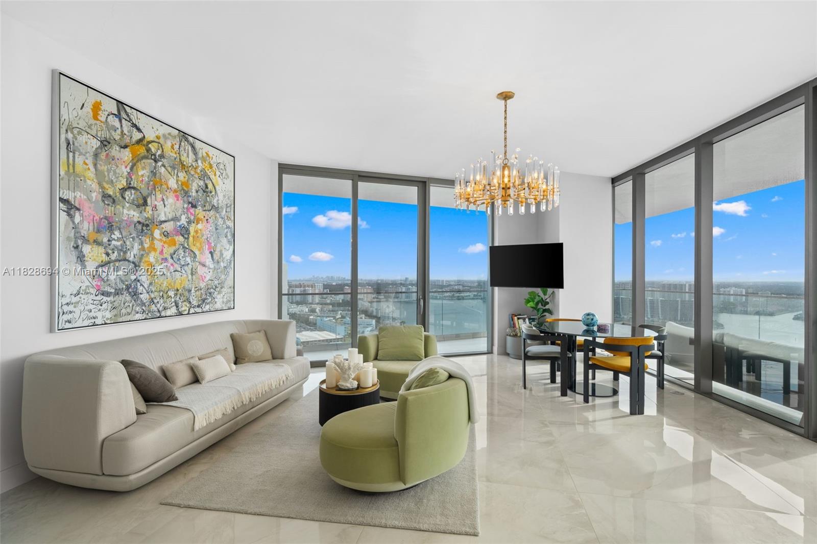 For the first time on market, introducing Residence 3205 at the world-renowned Residences by Armani Casa – an oceanfront gem in the heart of Sunny Isles. Perched on the 32nd floor, this 2-bedroom, 2-bathroom coveted corner unit spans 1,205 living Sqft. and features a wraparound terrace with breathtaking ocean, Intracoastal, and skyline views. The living space is bathed in natural light and seamlessly integrates to an open-concept kitchen with top-of-the-line appliances, sleek cabinetry, and a marble-clad island. The primary suite boasts a spa-style bath with a glass-enclosed rain shower and walk-in closet. Enjoy world-class amenities: private restaurant, full-service spa, fitness center, oceanfront pool & bar, cigar lounge, wine cellar, children's playroom, theater, and beach service.