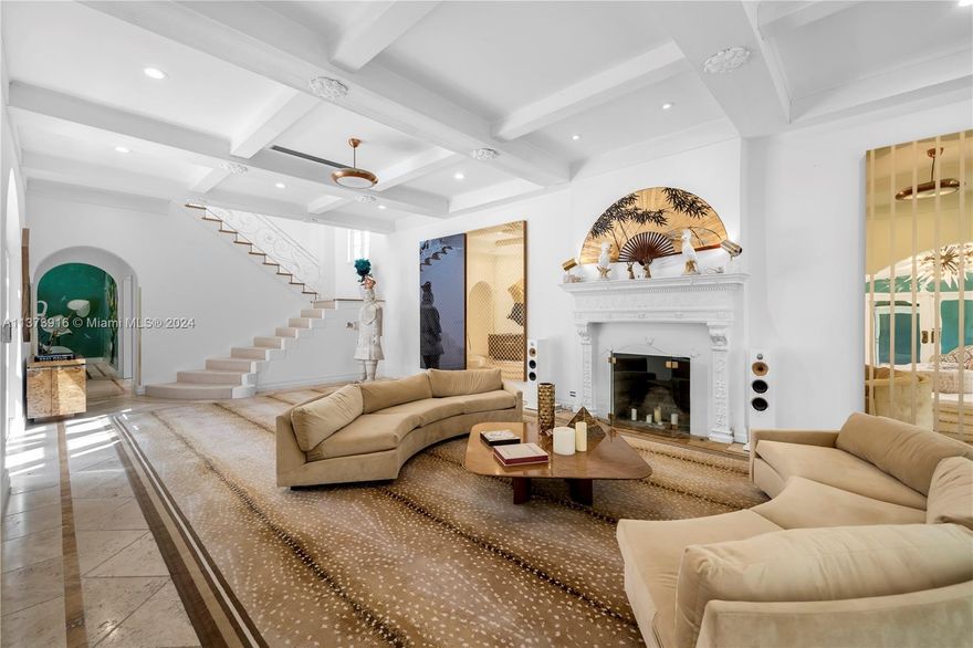 Step into this vibrant & iconic Miami Beach estate which seamlessly combines old-world charm w/ modern design. Situated on a double lot, this 9BD & 8.5BA residence boasts a detached guest house, serene courtyard, custom pool w/ built-in chaise lounges, a captivating poolside terrace, an oversized pergola & a 4-car garage. Inside find interiors curated by Ximena Caminos w/ stunning architecture, impact windows, high ceilings, a movie theatre, & elegant living spaces. The gourmet gas kitchen boasts a breakfast area, butler's pantry, & exceptional kosher design that includes double sinks, dual ovens, & 2 refrigerators. The primary wing offers 2 walk-in closets, 2 baths, a steam room & an executive office w/ a kitchenette, private stairway entrance & elevator leading to the rooftop terrace.