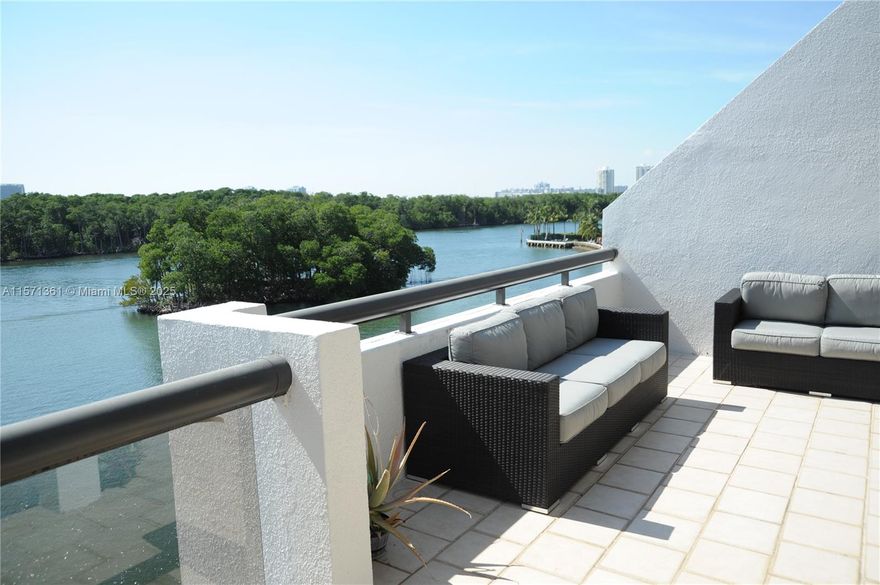 Amazing two-story waterfront residence in a gated private island community across the street from the beach. Unique view from both balconies. Private and secure elevator opens directly into the unit. Bosch stove and oven in the updated eat-in kitchen. Washer/dryer inside unit. Amenities include tennis courts, basketball court, two swimming pools, jacuzzi, play area for kids, clubhouse, upgraded exercise room. Ample resident and guest parking. Across from the Beach. All listing information is deemed reliable but not guaranteed.