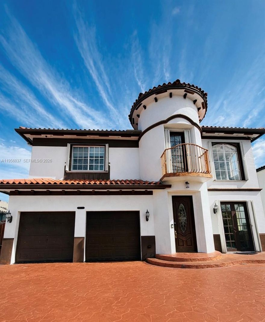 NO HOA! Single-family home offering 3,137 SF of living area with a 5-bedroom, 4-bathroom layout. Private parking space suitable for boat, RV, truck, or multiple vehicles. Property features include ceramic tile flooring throughout, a marble entry foyer, high ceilings, and marble stairs with aluminum handrails. Spacious kitchen with island and stainless-steel appliances. Laundry room with sink.

The first floor includes 1 bedroom and 1 full bathroom. The second level features 4 bedrooms and 3 bathrooms, including an impressive primary bedroom with two separate private toilet areas, large bathtub, shower, and double-sink vanity; 1 bedroom with a private bathroom, and 2 bedrooms sharing a Jack & Jill bathroom.

The backyard offers a private resort-style pool with jacuzzi, waterfall, waterslide, and marble pavers, ideal for outdoor enjoyment and entertaining. Additional features include a remodeled 2-car garage with modern epoxy flooring and updated lighting, as well as accordion hurricane shutters on all windows and glass doors. Property is conveniently located near shopping centers and major roadways. Easy to show! Schedule your private tour today.