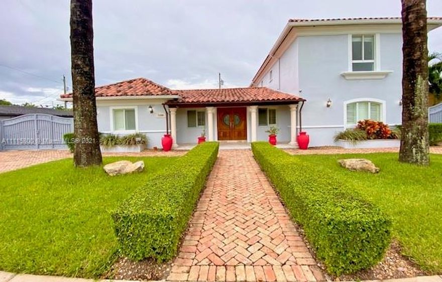 Two story house built new in 2005: 1st Floor; 5 Bedrooms, 3 full baths; 2nd floor, 3 Bedrooms, 2 baths; Total 8 Bedrooms, 5 baths. Fully Permitted, Inspected, with Micro-film Records Miami-Dade County, NO Violations, no additions. Custom Made wood Kitchen Cabinets with granite tops; Stainless Steel kitchen Equipment including wine refrigerator, double oven, dishwasher, cook-top,& hood. All Impact Windows & Doors, 1st Floor all-Marble-Polished Tiles, Travertine Tiles in Stairs & Front Porch, Wooden Floors on 2nd Floor Bedrooms and Hallway. Barrel Clay Roof Tiles, 3 Central A/C. Professionally Landscaped. Located in Waterway Neighborhood. Enter at Coral Way/SW 75th Ave South by Westchester Hospital, turn right on Stop Sign, follow the road & make a left on 31 St to 7350