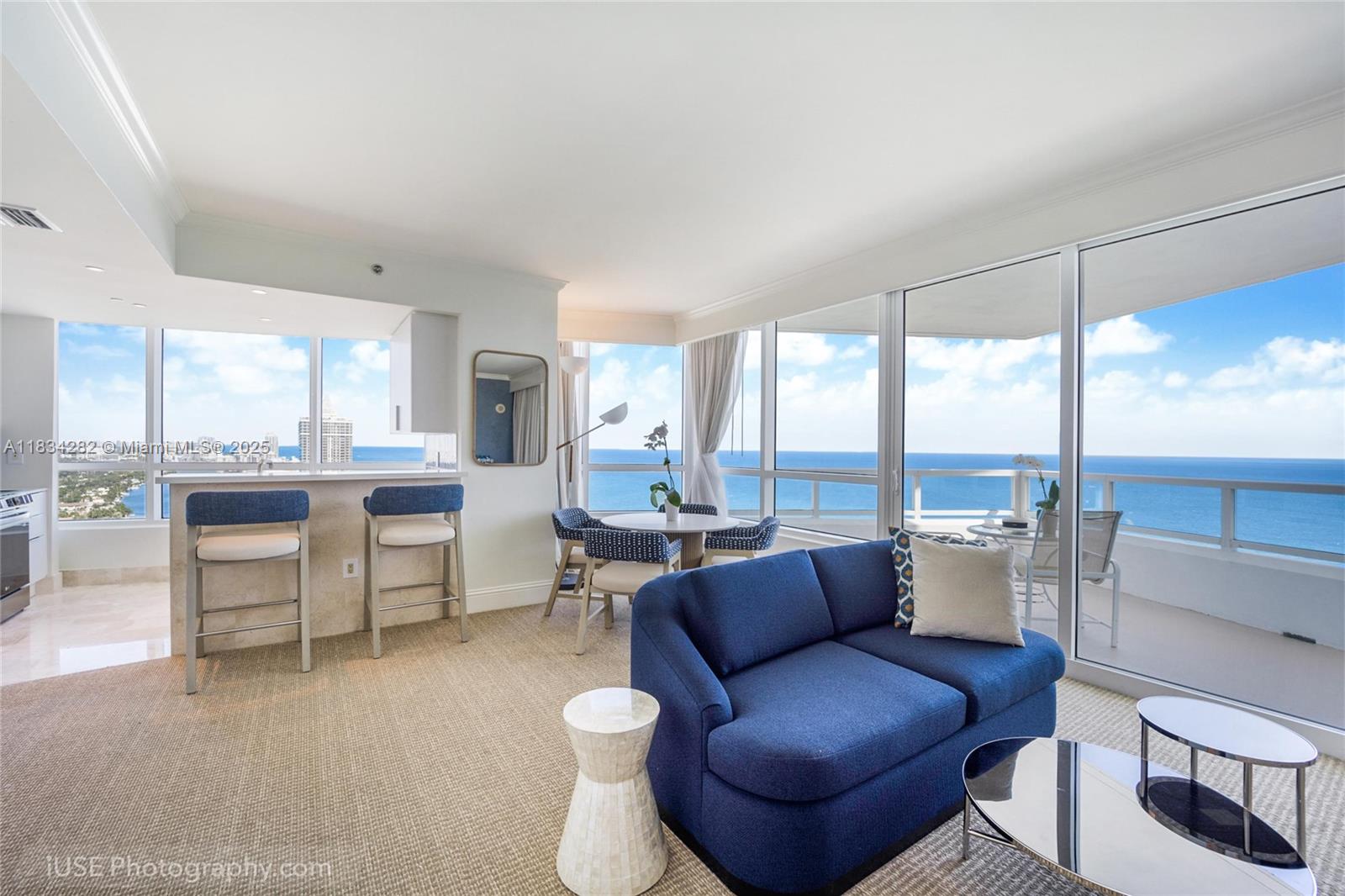 Experience luxury oceanfront living at its finest in Unit 3603 at Tresor, Fontainebleau. This high-floor, fully furnished turnkey unit offers breathtaking panoramic views of the Atlantic Ocean, Biscayne Bay, and Miami skyline from floor-to-ceiling windows, 2 private balconies. Enjoy the convenience of a spacious layout, king-size bedroom, an elegant marble bathroom with a whirlpool tub, fully equipped kitchenette. As part of the iconic Fontainebleau resort offers full access to world-class amenities, award-winning restaurants, luxurious spa, state-of-the-art fitness center, pools with cabana service, and beach access. Enroll in the hotel rental program to generate hassle-free income while not in residence. Ideal for investors and discerning buyers looking for an upscale Miami Beach getaway