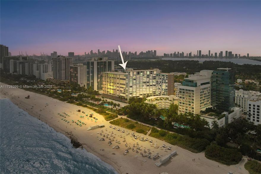 Fantastic 1BD condo with ocean views from a private balcony in an unbeatable Mid-Beach location next to the EDITION Hotel. The building offers oceanfront access, two heated pools, gym, and 24-hour security. Enjoy complimentary beach chairs and umbrellas, plus on-site restaurants and grocery store. Recently completed multimillion-dollar 50-year recertification with one of the lowest association fees in the area. Parking available for rent through an easy-to-work-with association. The unit features hurricane-proof windows, spacious walk-in closet that doubles as office or nursery, and is seconds from the beach boardwalk. Convenient access to South Beach, Lincoln Road, restaurants, and theaters. Walking distance to five-star resorts and top dining. Best unit in the building — CHECK COMPS!