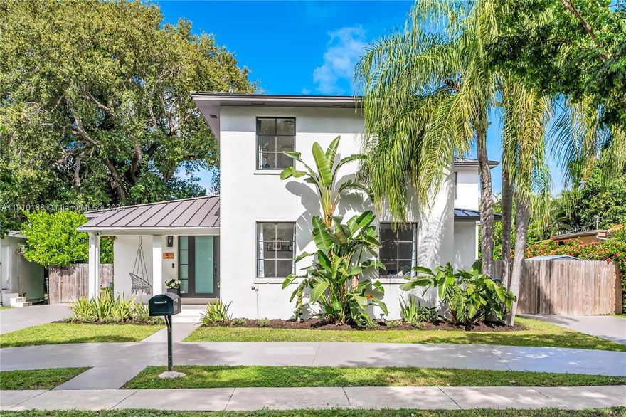 Discover this beautifully renovated classic 2-story home in desirable Silver Bluff. This spacious 4BD +office/gym residence sits on a quiet, tree-lined street & features a great layout w/ living & family rooms, hardwood floors & abundant natural light. Large primary suite w/ multiple closets. Renovated bathrooms. Stunning kitchen featuring a huge island, sleek modern finishes & a seamless flow to the dining & backyard, perfect for entertaining or relaxing. Outside, your private oasis awaits. Enjoy a heated salt-water pool, lush landscaping, Sonos sound system & basketball court. Additional highlights include impact windows, metal roof, circular driveway & a dedicated laundry/utility room. Enjoy the best of city living w/ a neighborhood feel, just minutes from the Grove, Gables & Brickell.