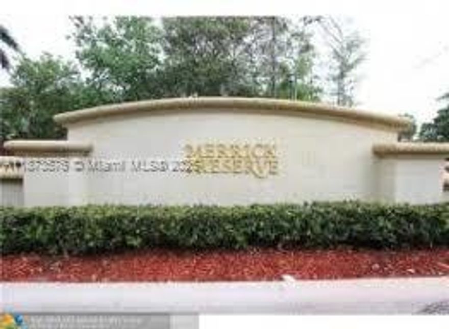 Spacious 3 bedroom, 2.5 bath in gated Merrick Preserve, with community pool.  All bedrooms upstairs, separate living, dining, and family rooms; tile and laminate floors throughout, washer and dryer inside the unit.