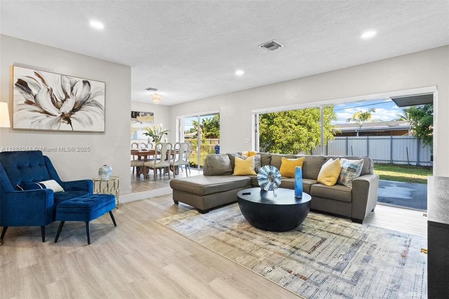 Welcome to this inviting 3-bedroom, 2-bath home with a garage, located in the highly desirable Miami Gardens community. Inside, you’ll find upgraded bathrooms, a spacious kitchen with plenty of cabinets and counter space, and a bright, comfortable layout perfect for everyday living. The large backyard offers endless possibilities, whether for entertaining, relaxing, or creating your own outdoor retreat. With no HOA, ample parking, and a prime location, parks, shopping, dining, major highways, and just minutes from Hard Rock Stadium, this home is a rare find. Don’t miss your chance, schedule a showing today! Roof is 3 years old, A/C is 4 years old, hurricane shutters in all windows.
