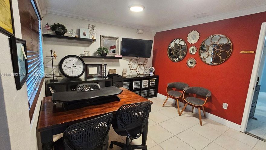 Turn-key 610 sqft office/light warehouse in prime Doral location. Fully furnished & decorated, ready to move in! Includes water & electricity, private full bath, kitchenette, and space for 4–5 desks Front & back doors, storage, and 2 assigned parking spaces+ ample guest parking. Gorgeous lake views. Perfect for small businesses, startups, or professional services seeking a modern, all-inclusive office solution in the heart of Doral. What truly sets this suite apart is the move-in ready condition paired with all-inclusive utilities. Here, everything is prepared and operational from day one. Add in the private bathroom, kitchenette, dual entrances, storage, and lake views, and it becomes clear that this is not just an office — it’s a complete business solution. Possible sublease private off