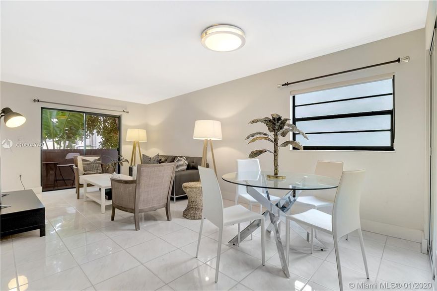 Charming 1 bedroom, 1 bathroom + powder room Art Deco apartment on Lincoln Road with wrap-around-terrace. Fully furnished and ready to move in. Enjoy the rare privilege of covered parking. Just a Block away from the active Lincoln Road area with dining, movie theater, Trader Joe's, Citi Bikes, the Miami Beach trolley + more. This gated property has a secured entrance, a swimming pool and beautiful Palm tree-lined courtyards with laundry facilities on site. The best location in South Beach.