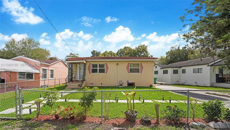 Charming 2-bedroom, 1-bath single-family home in Miami featuring a fenced yard and great functional updates. The property includes a newer A/C system (approx. 2 years old), an updated bathroom, and a newly installed automatic sprinkler system. The home is equipped with permitted impact-rated accordion shutters for added storm protection and peace of mind. A durable clay tile roof was installed in 2001. The property is connected to sewer, with the septic tank located at the front of the property. The backyard offers additional storage with a shed and space for outdoor enjoyment. Conveniently located just a few blocks from Miami Shores, with easy access to the Turnpike, nearby shopping, dining, and everyday amenities. A great opportunity in a centrally located Miami neighborhood.