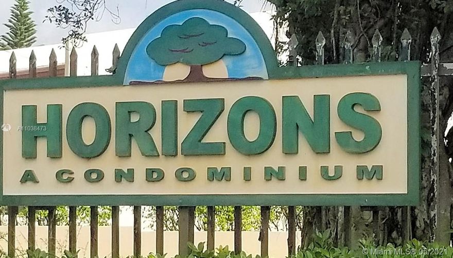 Horizons Condominium ground floor unit with a great location in the complex and easy access to major highways, shopping, entertainment and public transportation. This unit is close to the gated entrance and surrounded by plenty of guest parking. Unit has remodeled bathrooms, which added access to the guest bathroom from 2 bedroom as well as the main area. Spacious bedrooms and living areas. Full-length screened patio with accessible from the master bedroom and living room. Screened patio has 2 well-sized storage closets, accordion shutters for the sliders and access to the garden area.  Assigned parking and numerous guest parking spots steps away from unit.  This very well maintained community has 3 pools, laundry facility, tennis courts and gym.  A must see!