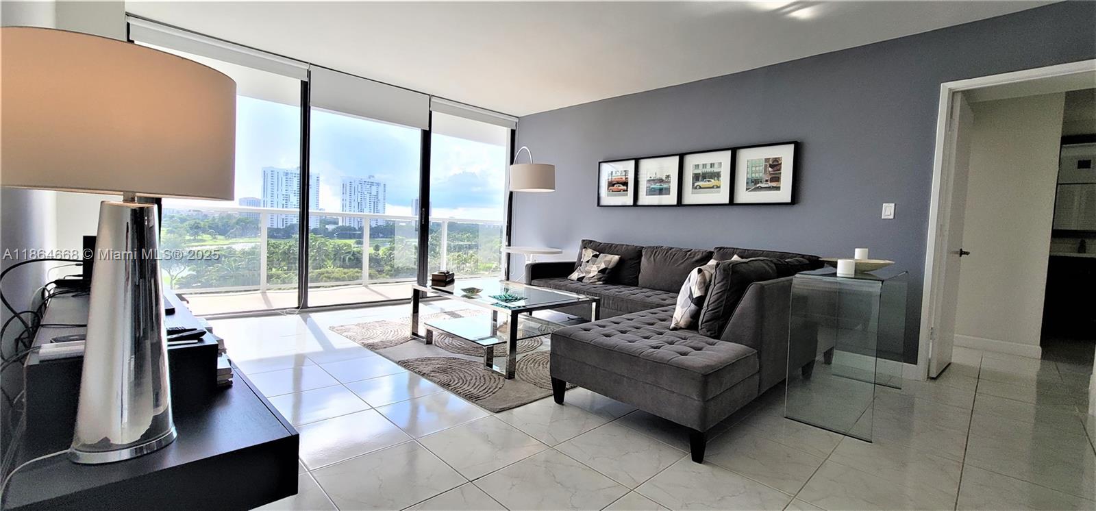 ENJOY GORGEOUS VIEWS TO THE EXCLUSIVE TURNBERRY GOLF COURSE FROM YOUR OPEN GLASS BALCONY! SPACIOUS AND MODERN CONDO OFFERED FURNISHED: 2 BED + 2 FULL BATHS 1135 SQFT. PROPERTY FEATURES: PORCELAIN TILE FLOORS, MODERN WHITE KITCHEN CABINETS WITH GRANITE COUNTER TOPS, OPEN BALCONY ENCASED IN GLASS FOR UNINTERRUPTED GOLF COURSE VIEWS, UPDATED BATHROOMS. SPLIT BEDROOM FLOOR PLAN. WALKING DISTANCE TO SHOPS AND RESTAURANTS. STEPS AWAY FROM WORLD RENOWNED AVENTURA MALL. BUILDING HAS BEEN RECENTLY UPDATED WITH NEW LOBBY, HALLWAYS AND SOCIAL AREAS. DON'T MISS THIS OPPORTUNITY. AVAILABLE FOR LEASE IMMEDIATELY.