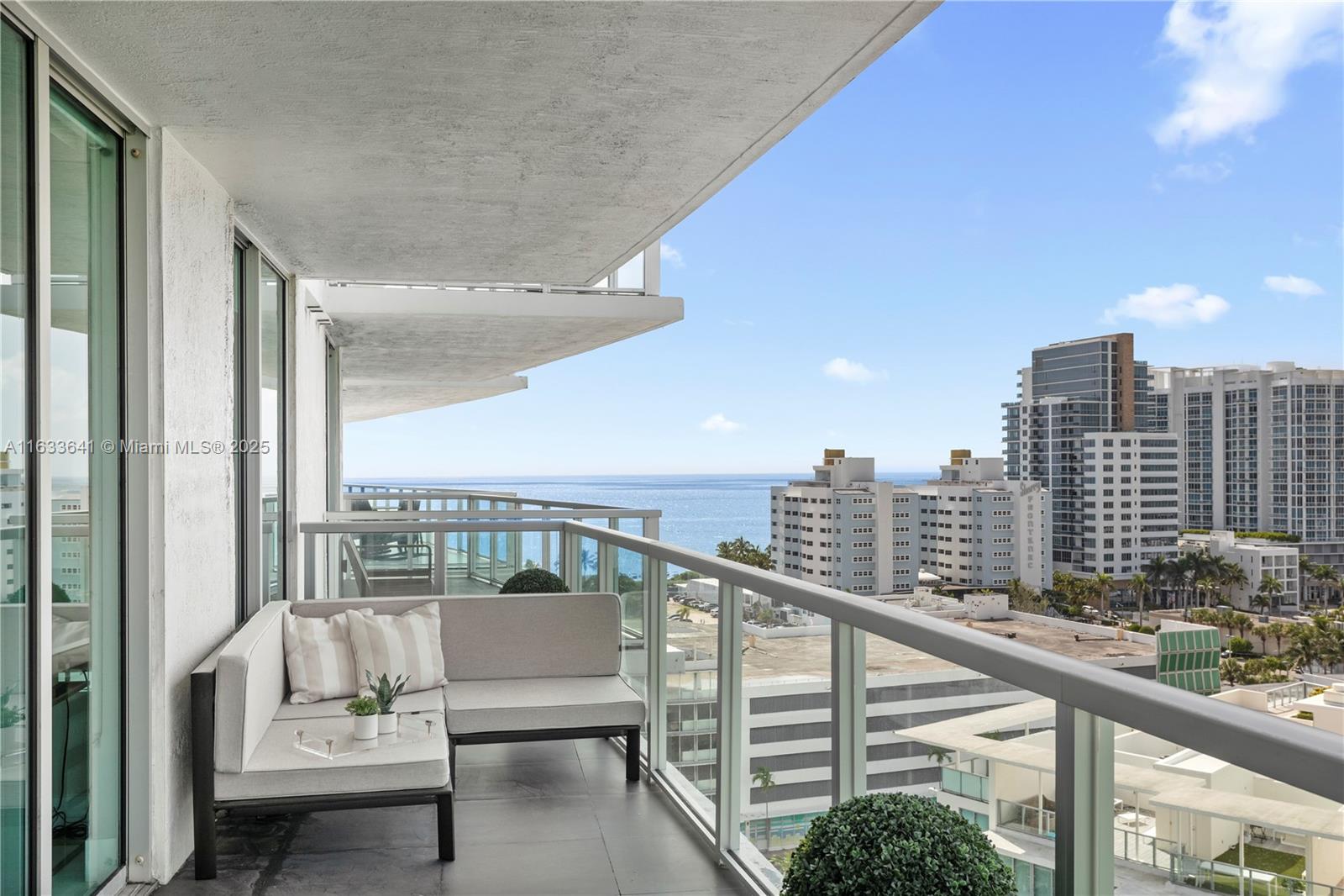 At Eden House Miami Beach, experience luxury living in a stunning south facing 2bd/2bth corner residence with unobstructed ocean, bay and city views. This updated, high-floor unit offers a perfect blend of luxury and comfort. Bathed in natural light, each room offers water views, floor-to-ceiling windows and access to an expansive terrace as an extension of the home. The sleek kitchen features high-end appliances and ample storage. The primary suite boasts 2 walk-in closets and a luxurious en-suite bath. Building amenities include a fitness center, pool/hot-tub, private bay walk, valet and 24-hour front desk. Located just 1 block from the beach, Eden House is ideally located equidistance between South Beach and Bal Harbour shops and dining.