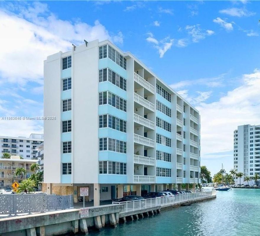 Amazing location between Lincoln Road and Sunset Harbor. Boutique 30 unit building sitting directly on the waterfront. Spacious and totally remodeled one bedroom with incredible marina views. Completely remodeled and move in ready with all furnishings included. Open kitchen, built-in appliances, oversized island counter with bar seating. White porcelain tile flooring throughout. Large twin sink master bath with walk-in shower with glass enclosure, +large walk-in closet. New impact windows & doors. Large primary bedroom with direct bay views from your bedside. Located at the end of a quiet cul-de-sac with pedestrian bridge to the shops of Sunset Harbor and Trader Joes. Building is just completing a complete renovation and restoration. All assessments are paid in full!