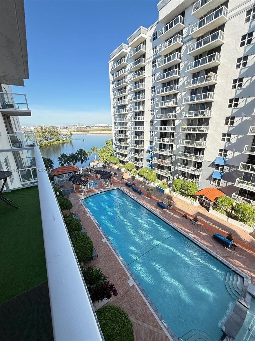 Don’t miss this opportunity of this amazing apt, 2 beds & 2 baths, completely renovated, marbles floor. Fantastic view to lake & pool area. Blue Lagoon Condo Offers a full amenity: Clubhouse, BBQ Areas, Kid Playground, Heather pool, Jacuzzi, Sauna, Gym, Electric Car Stations, Mini market and more. Central location Near to Coral Gables, Brickell, Downtown, and Doral.
