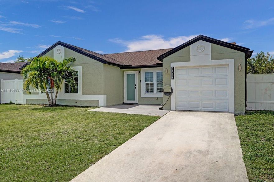 TURN-KEY 3/2 POOL HOME w/ low HOA. Pool Day every day in this spacious and beautifully renovated 3-bedroom, 2-bathroom home features vaulted ceilings and an abundance of natural light, granite countertops, modern finishes. Your search stops here—this home has everything you need at an affordable price! Enjoy the hurricane-proof windows and large sliding doors, seamlessly connecting indoor and outdoor living spaces. Perfect for entertaining or everyday comfort. Step outside to a sparkling pool, making warm-weather relaxation effortless. 2022 water heater, automatic garage door, and a new water filtration system, ensuring peace of mind. No rental restrictions!!! Whether you're looking for a perfect family home or a fantastic investment opportunity, this property checks all the boxes.