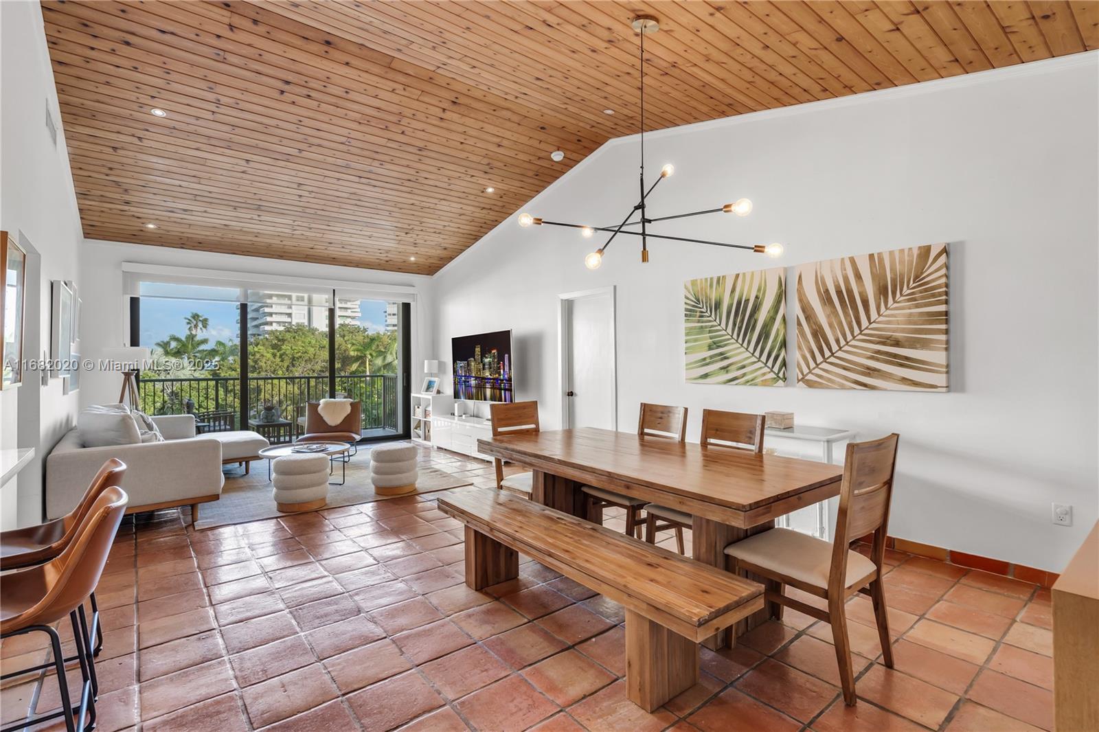 Welcome to this 2B/2B furnished condo located in the highly desirable Ocean Village at the entrance of Key Biscayne. Available for 6-month rental. A 5-minute walk to the beach, Crandon Park and Village Green. This 1450 sq. ft. unit greets you with vaulted wood ceilings, and blue skies. The spacious living area is flooded with natural light. The apartment includes an open kitchen, with stainless steel appliances, washer/dryer, two custom walk-in closets, newly renovated bathroom vanity in the primary bath, and newly installed hurricane impact glass windows and doors throughout the apartment. The building features security, two pools, fitness center & party room.