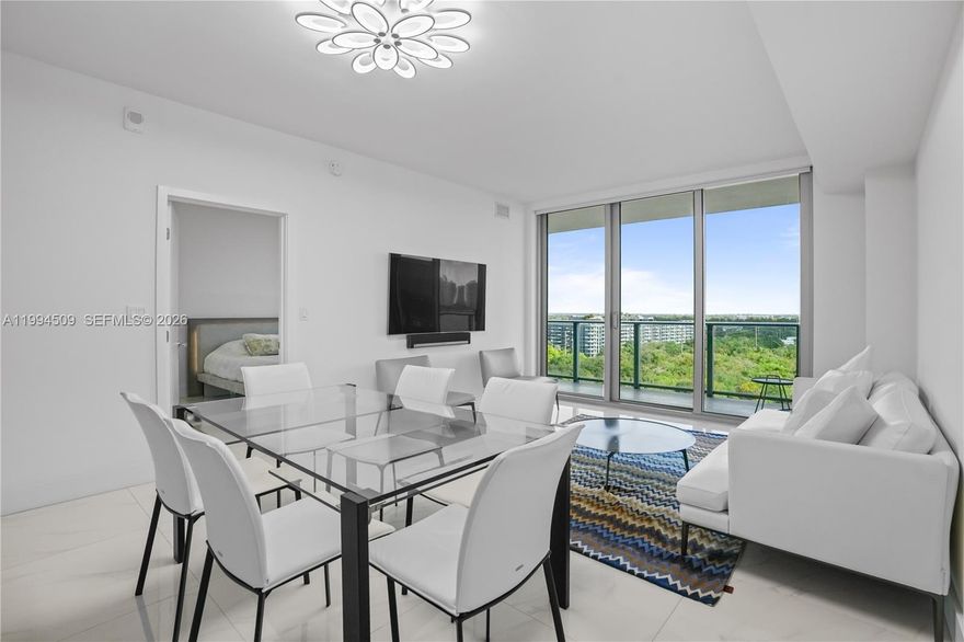 Outstanding residence for rent at The Harbour, Unit 1402. This fully furnished property showcases luxurious Italian furniture and offers breathtaking views of Oleta River, North Miami city views, and Sunny Isles skyline. The residence features 1 bedroom, 2 full bathrooms, and a versatile office/den space, ideal for comfortable living or remote work. Enjoy a bright, open living space with floor to ceiling windows that maximize natural light and showcase the spectacular scenery making this unit ideal for comfort and functionality.