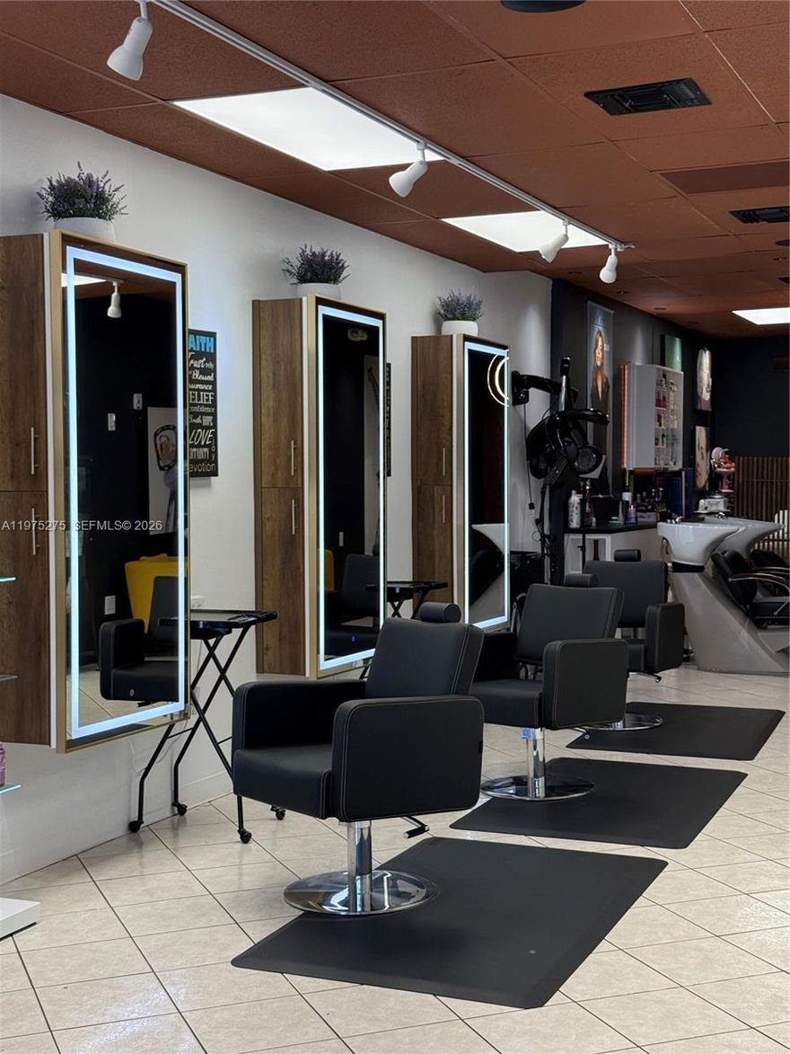 Business for Sale, Real Estate Not included. Hair Salon in the heart of Sunrise. Loyal clientele established since 2018. Unique opportunity to step into a salon equipped with High End Stations, and room to add more.  Salon has an excellent reputation, room to continue to grow. Walking distance from restaurants, shopping and University Drive. New Roof and New AC. Owner will assure a smooth transition by introducing new owner to her long time clientele. Lowest rent in the area, $1,850.00 a month (including taxes) transferable lease.
