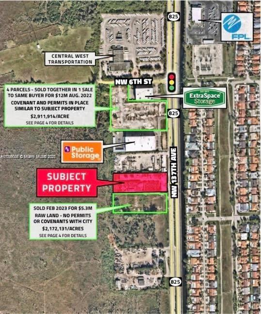 Highly sought-after IU-1 Industrial/Light Manufacturing zoned land located on the west side of NW 137 Ave, just north of SW 8th Street. This prime parcel offers excellent access, situated less than 1,000 ft from the 836 Dolphin Expressway and close to the Florida Turnpike. Current utilities include well water and septic, with municipal water and sewer coming in 2025—Property is ideal for warehouse, storage facility, retail development.
Also, with its strategic location and zoning, this parcel may also offer future development opportunities under Florida’s Live Local Act, which encourages workforce housing in industrial zones. Buyers should consult local zoning officials for details.