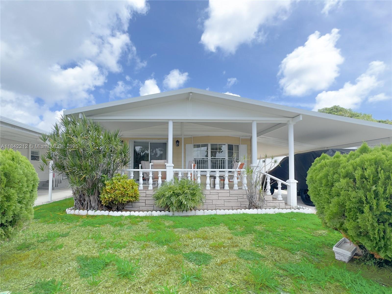 YOU OWN THE LAND! at Ravenswood Estates! This charming 2 bedroom, 2 bath manufactured home is furnished and move-in ready! Enjoy the South Florida lifestyle from your spacious front porch – perfect for BBQs, soaking up the sun, or sipping cocktails at sunset. This home is impeccably clean and has a washing machine in shed. Community perks include: Olympic-size pool, Tennis courts, & Playground.
LOCATION, LOCATION: Close to shopping, restaurants, casinos, 4 miles to the beach & 1 mile to 95.
With LOW HOA fees and land ownership, this is the perfect opportunity for full-time living, a vacation escape, or investment. DON'T MISS OUT – schedule your private tour today and start living the good life!