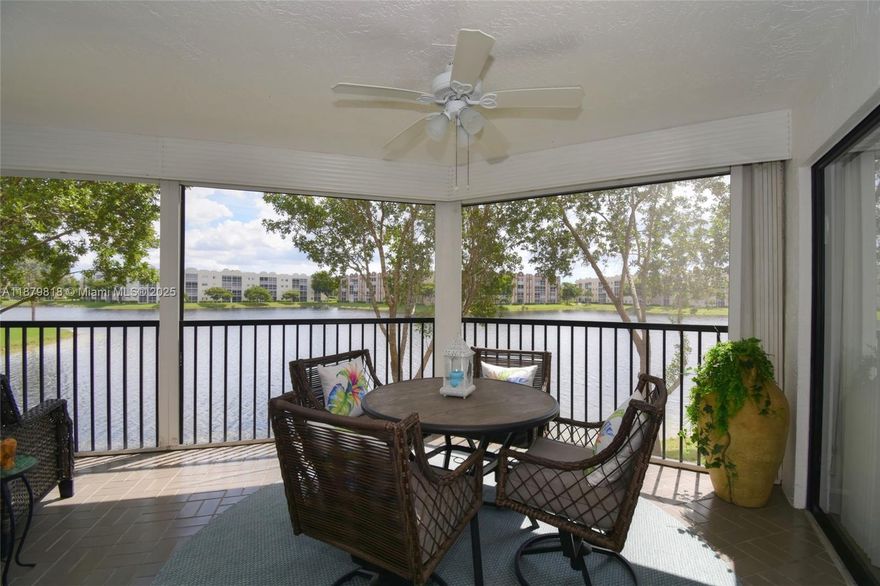 Stunning Fully Renovated 2BD/2BA/ with Extra multi use Room. Move right into this open bright layout with LUXURY FEATURES:Vinyl plank flooring throughout, all new light fixtures, ceiling fans,NO popcorn ceilings,wood shutter window treatments, 2 storage closets, walk-in laundry room, premium quality W/D, all baths tile walls, quartz top, glass showers doors, and new water heater. Kitchen-all brand new white 42” cabinets, lower drawers, quartz counter tops, pantry rolling shelves, backsplash, TOP OF LINE S/S appliances with built-in air fryer, Art Design Accent Wall in dining room. The Master suite has built-in walk-in closet + 2 extra closets. Step out to a PANORAMIC LAKE VIEW from large screened balcony. This comfortable home is a lifestyle upgrade in one PACKAGE.